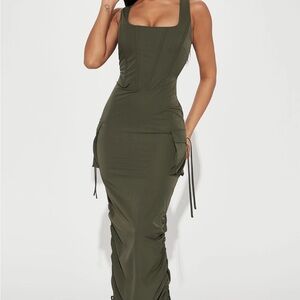 Elegant Olive Green Women's Dress
